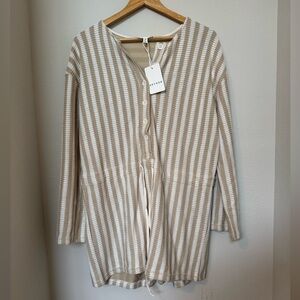 Beige and White Striped Romper